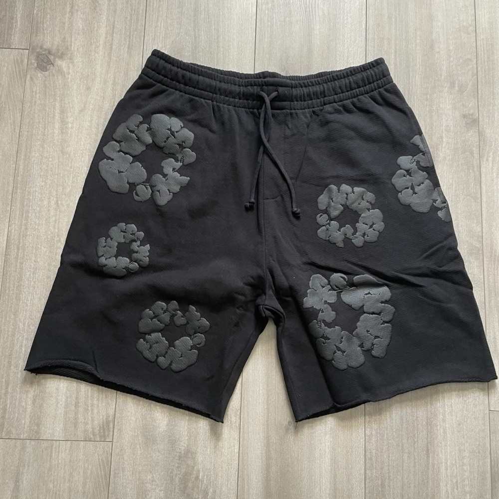 Large Black Monochrome Denim Tears Shorts